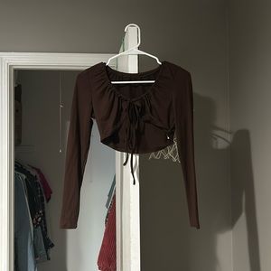 Brown long sleeve crop top